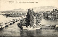 VINTAGE POSTCARD Geneva Bridge Of the Mount And Mont Blanc