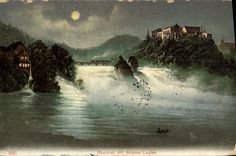 VINTAGE POSTCARD Rheinfall MIT Schilss Laufen