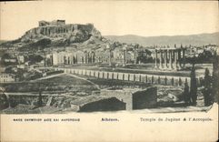 VINTAGE POSTCARD Athens Temple Of Jupiter & the Acropolis