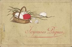 CPA Fantaisie Paques oeufs