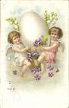 CPA Fantaisie Enfants Oeuf Anges