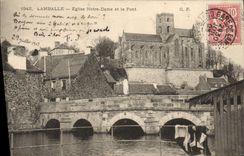 CPA Lamballe Eglise Notre Dame et le pont 