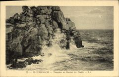 CPA Ploumanach Tempete au Rocher du Diable