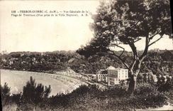 CPA Perros Guirec Vue Generale de la Plage de Trestraou Vue prise de la villa Neptune