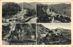 CPA Lourdes La Basilique la grotte et le Chateau Fort