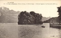 CPA le lac d'Annecy l'ile des Cygnes et la Tournette