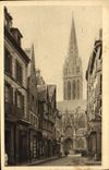 VINTAGE POSTCARD Caen Street Mounting block Fish shop