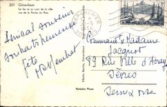 POSTAL Gerardmer de la VENDIMIA el lago y una esquina de la ciudad vista de la roca del baño