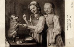 VINTAGE POSTCARD Museum Of Dijon Gresly the education of a dog