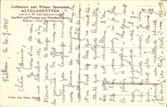 Invierno Sportplatz Altglashutten Schwarzwald del und de Luftlurort de la POSTAL de la VENDIMIA