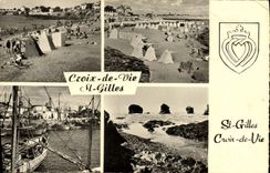 MODERN CARD Croix de Vie Holy Gilles the Beach the port and rocks of Sion