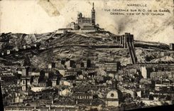 CPA Marseille Vue Generale Sur Notre Dame La Garde
