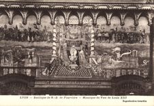 VINTAGE POSTCARD Lyon Basilica of Mosaic ND of Fourviere of the wish of Louis XIII