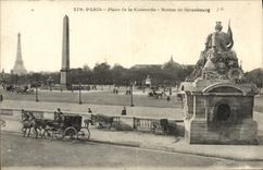 CPA Paris Place De La Concorde Statue De Strasbourg Tour Eiffel