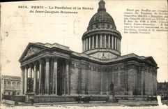VINTAGE POSTCARD Paris Patheon And the Statue Of Jean Jacques Rousseau
