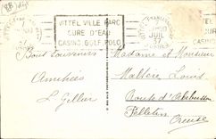 La POSTAL Vittel de la VENDIMIA en el parque floreció el lavabo