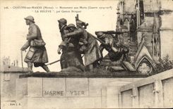 VINTAGE POSTCARD Trawl-nets On the Marne War memorial the Statement By Gaston Broquet Militaria