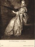 VINTAGE POSTCARD Watteau Finette Museum Of Louvre Paris