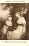 VINTAGE POSTCARD Museum Of Louvre German School Kauffmann Portaits Of the Baroness De Krudner and her daughter child