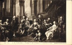 VINTAGE POSTCARD Van Loo Philippe V King d' Espagne and his family in 1745 Museum Of Versailles