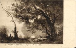 VINTAGE POSTCARD Museum Of Louvre Corot Landscape