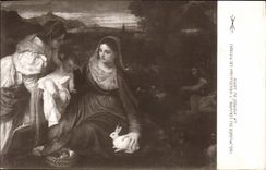 VINTAGE POSTCARD Museum Of Louvre the Virgin To the Vecelli Rabbit Titien