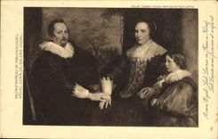 VINTAGE POSTCARD Royal Galleries Of Tables Cassel Avan Dyck Leb Leerse with woman and child