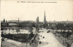 VINTAGE POSTCARD Rouen Places Carnot Vue Of the Quays And the Boieldieu Bridge