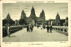 Templo colonial 1931 del International de París Expostion de la POSTAL de la VENDIMIA de la cuba de Angkor