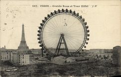 VINTAGE POSTCARD Paris Main road and Eiffel Tower