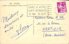 POSTAL Vittel de la VENDIMIA el hotel de la ermita