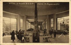 VINTAGE POSTCARD Vittel the refreshment bar of the great source