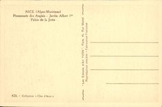 VINTAGE POSTCARD Nice Walk of the English Garden Albert 1st Palate of the pier