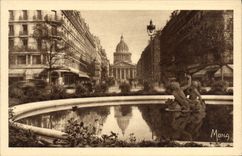 VINTAGE POSTCARD Paris Places ED Rostand the street Soufflot and the Pantheon