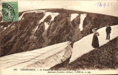 VINTAGE POSTCARD Gerardmer the top of the hohneck covered of snow old border