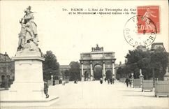 VINTAGE POSTCARD Paris Arc de Triomphe of Because and the Monument of the carousel
