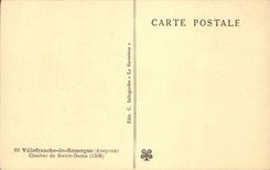 VINTAGE POSTCARD Villefranche de Rouergue Bell-tower of Notre Dame