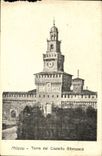 VINTAGE POSTCARD Milano Torre del Castello Sforzesco