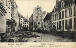 VINTAGE POSTCARD Ypres After the Bombardment a street of pretty quotes Militaria