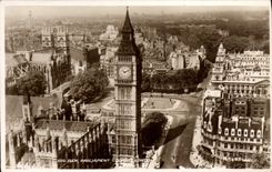 VINTAGE POSTCARD London Big Ben Parliament Public garden
