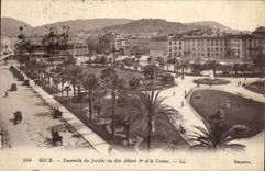 VINTAGE POSTCARD Nice Together of the Garden of King Albert 1st and the casino