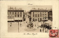 CPA Reims la place Royale Tramway