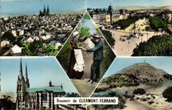 POSTAL MODERNA el lugar de la opinión de Clermont-Ferrand de Jaude rellena folklore