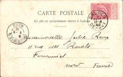 Campanario de una iglesia y mercados de Brujas de la POSTAL de la VENDIMIA