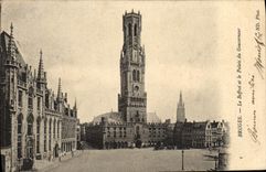 VINTAGE POSTCARD Bruges the Belfry and the Palate of the Governor