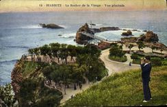 CPA Biarritz La Tempete au Rocher de la Vierge