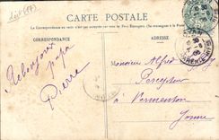 Barco de la marea baja del embarcadero de Royan de la POSTAL de la VENDIMIA