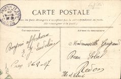 VINTAGE POSTCARD Caen the Place of the Park Law courts and the Statue of Louis XIV