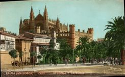 VINTAGE POSTCARD Palma Mallorca Lonja there catedral
