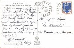 CPM Geneve Le Quai Wilson Et Le Jet d'Eau